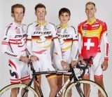 Das STEVENS Cyclocross-Team v.l.n.r.: Peter Presslauer - Österr. Meister, Malte Urban - DM, Paul Voss - DM, Christian Heule - Schweizer Meister